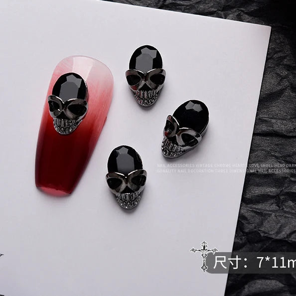 10PCS Gothic Punk Style Alloy 3D Nail Art Charms Heart Skeleton Cross Spider Design For Halloween Nails Decoration Accessories