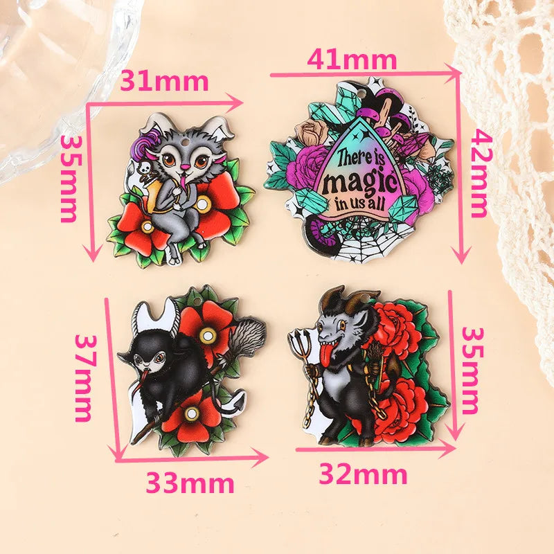 8Pcs Halloween Charms Creative Acrylic  OUIJA Sheep Pendant For Keychain Necklace Jewelry Diy Making