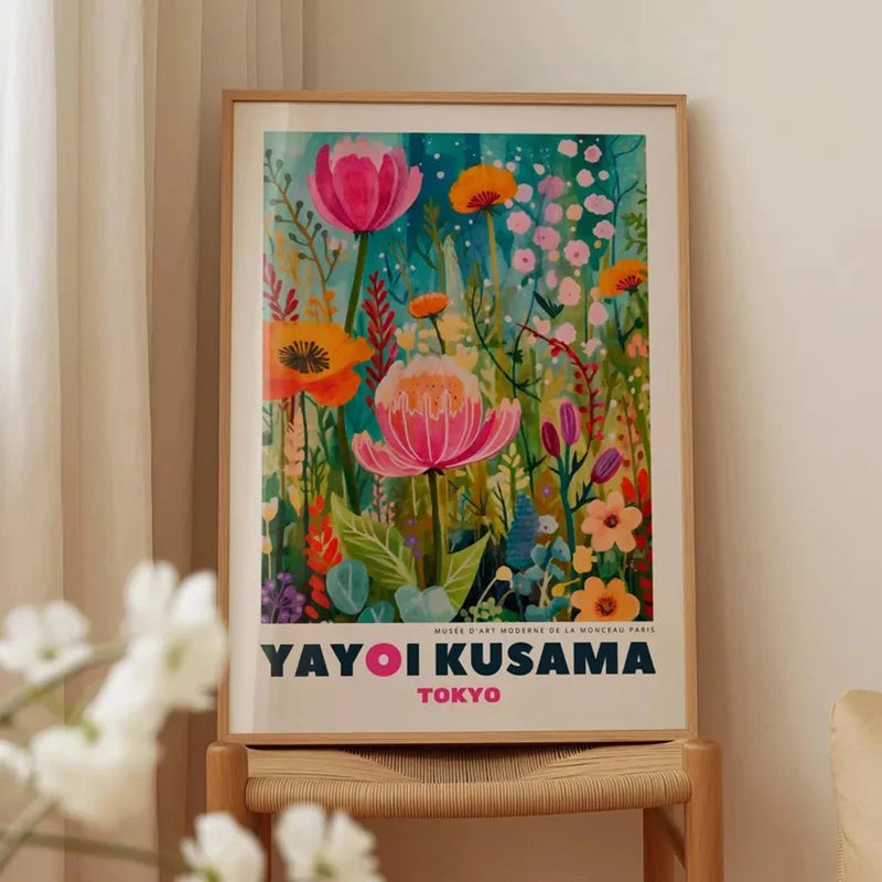 YAYOI KUSAMA Print Unframed Canvas Wall Art Japanese Wall Art - Japanese Modern Art Kusama Exhibition - Colorful Wall Art