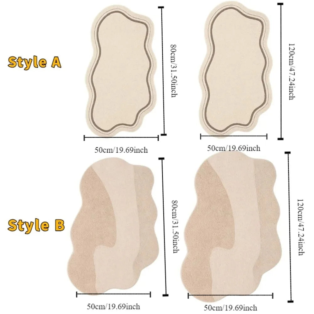 Comfortable Cream Style Bedroom Rug Soft Absorbent Bedside Carpet Minimalist Non-Slip Area Rugs Bedroom