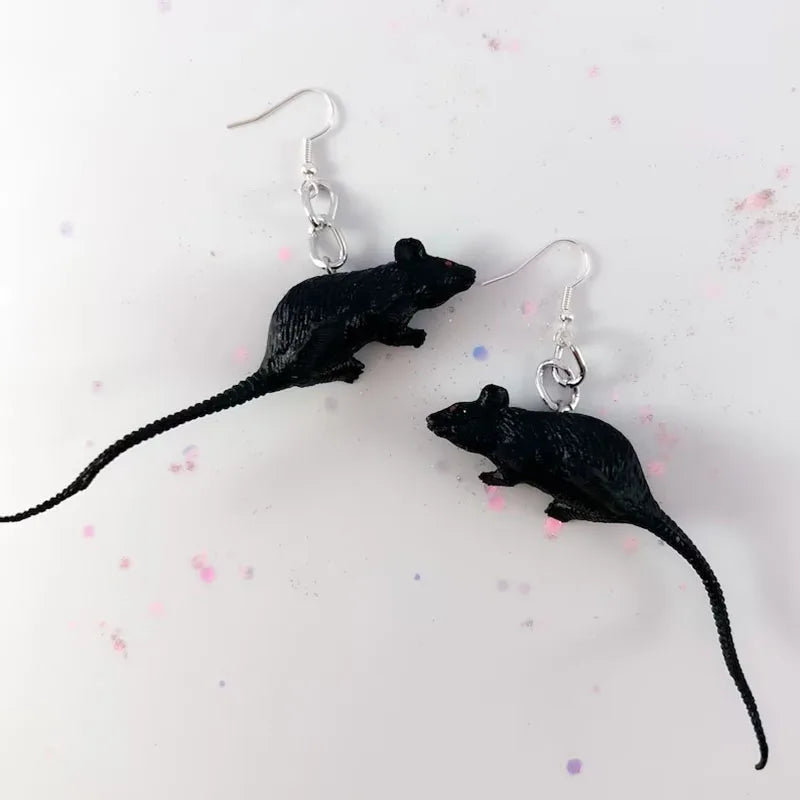 rats Black dangle Earrings Halloween mice goth halloween handmade jewelry unique