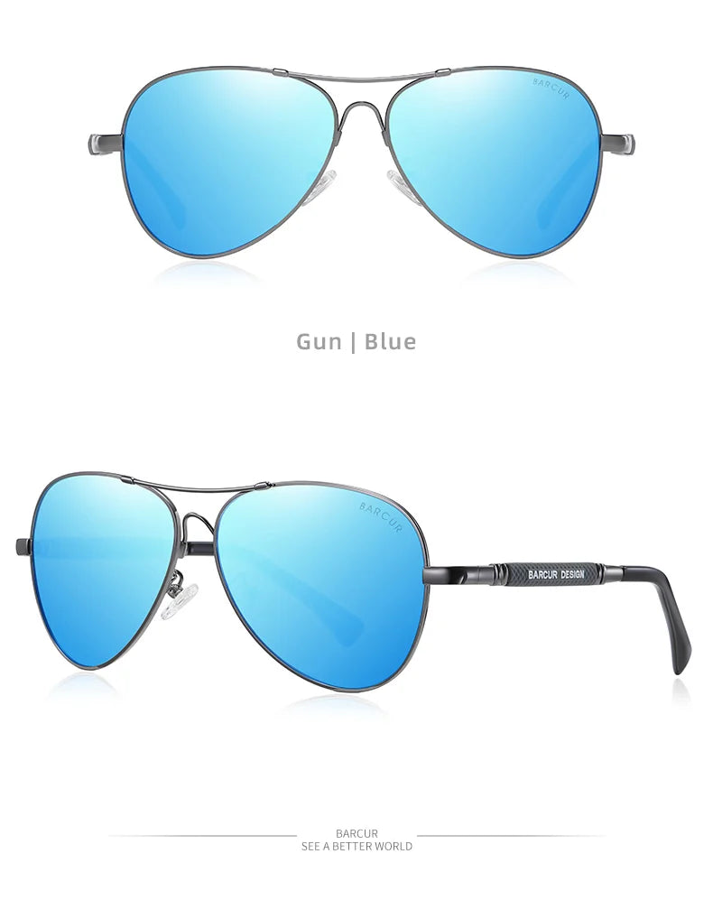 BARCUR Design Memery Frame Sunglasses Polarized For Men Sun Glasses Women Pilot Gradient Lens Eyewear Mirror Shades