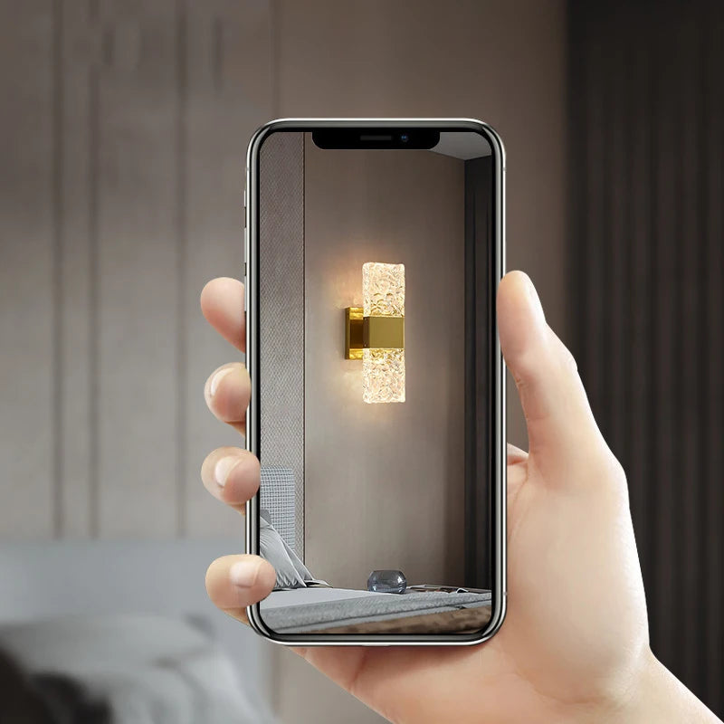 Corrugated Crystal Wall Lamps Modern LED Lighting Indoor Wall Sconces Living Room TV Background Bedroom Aisle Home Decor Lustre