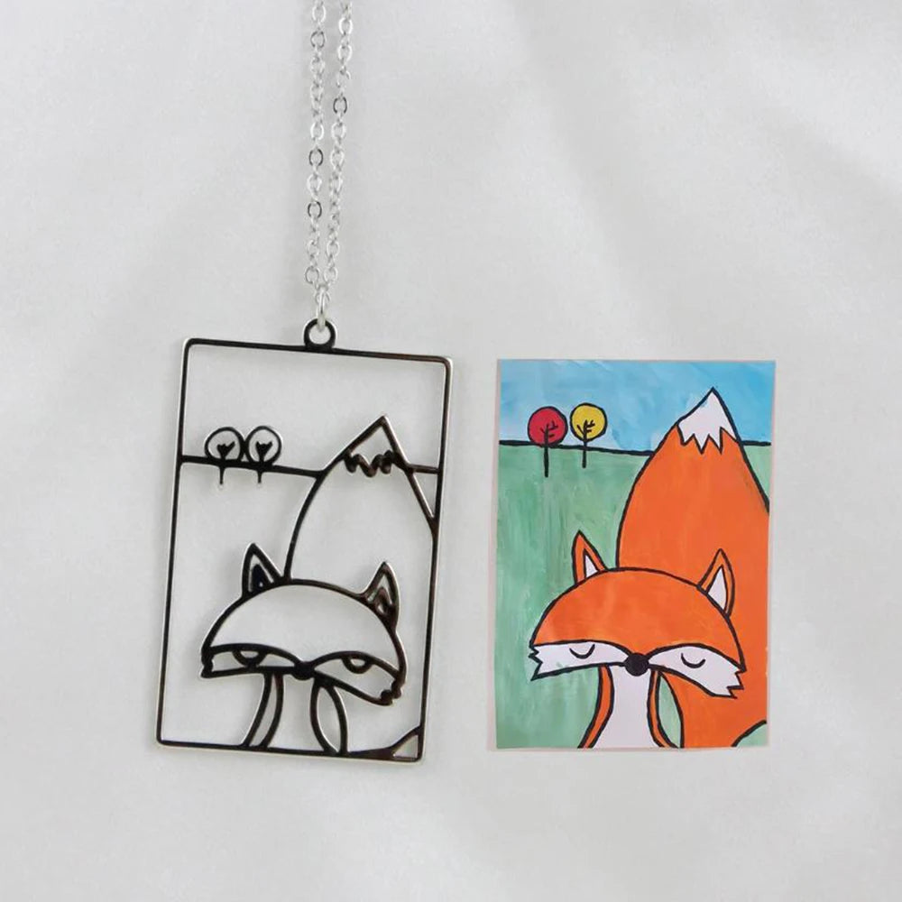 Customized actual children's painting keychain, Personalized photo art work keychain, Dad's memorial gift