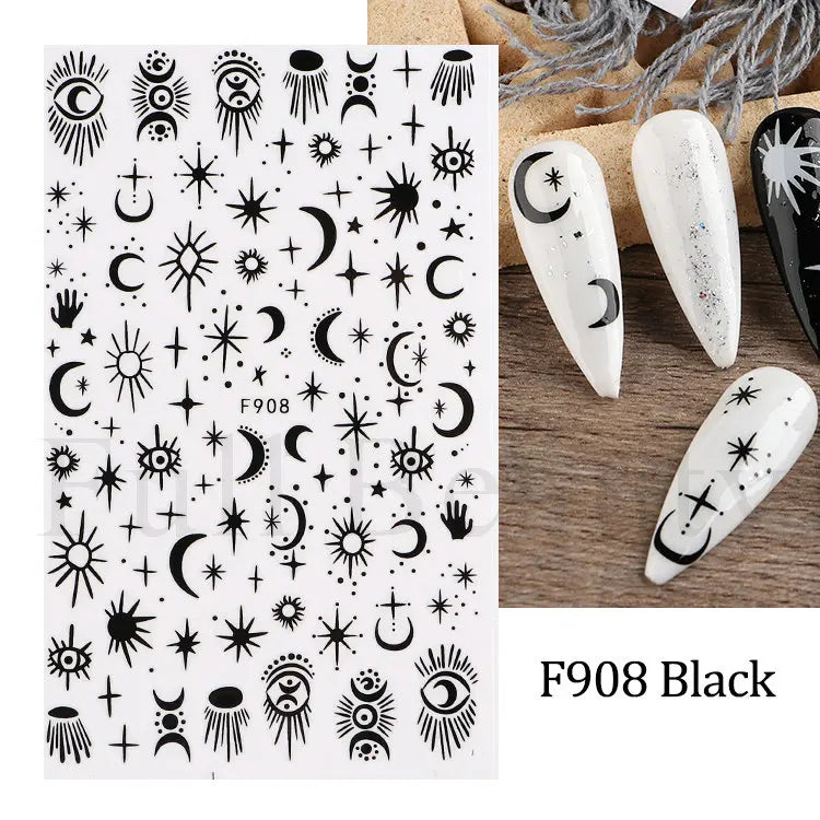 Nail Stickers Halloween Series Bat Skull Bone Ghost Pumpkin Pattern 3D Self Adhesive Decals For Nails Manicure Decoration LATH