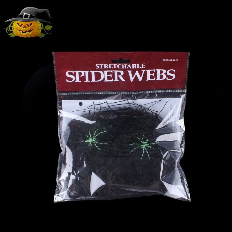 Spider Web Super Stretch Cobwebs with Fake Spiders Halloween Decorations Artificial Scary Party Scene Decor Horror House Props