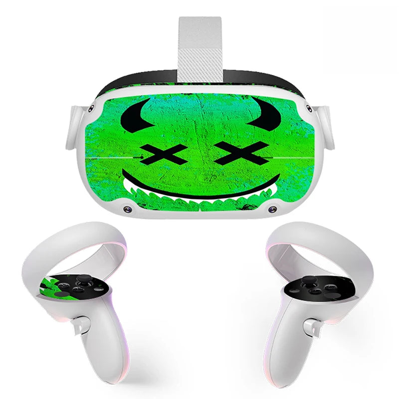 Sticker Vinyl Skin for Oculus Quest 2 VR Headset Controller  PVC Decals Halloween Pattern Wrap Cover for Meta Quest2 Accessories