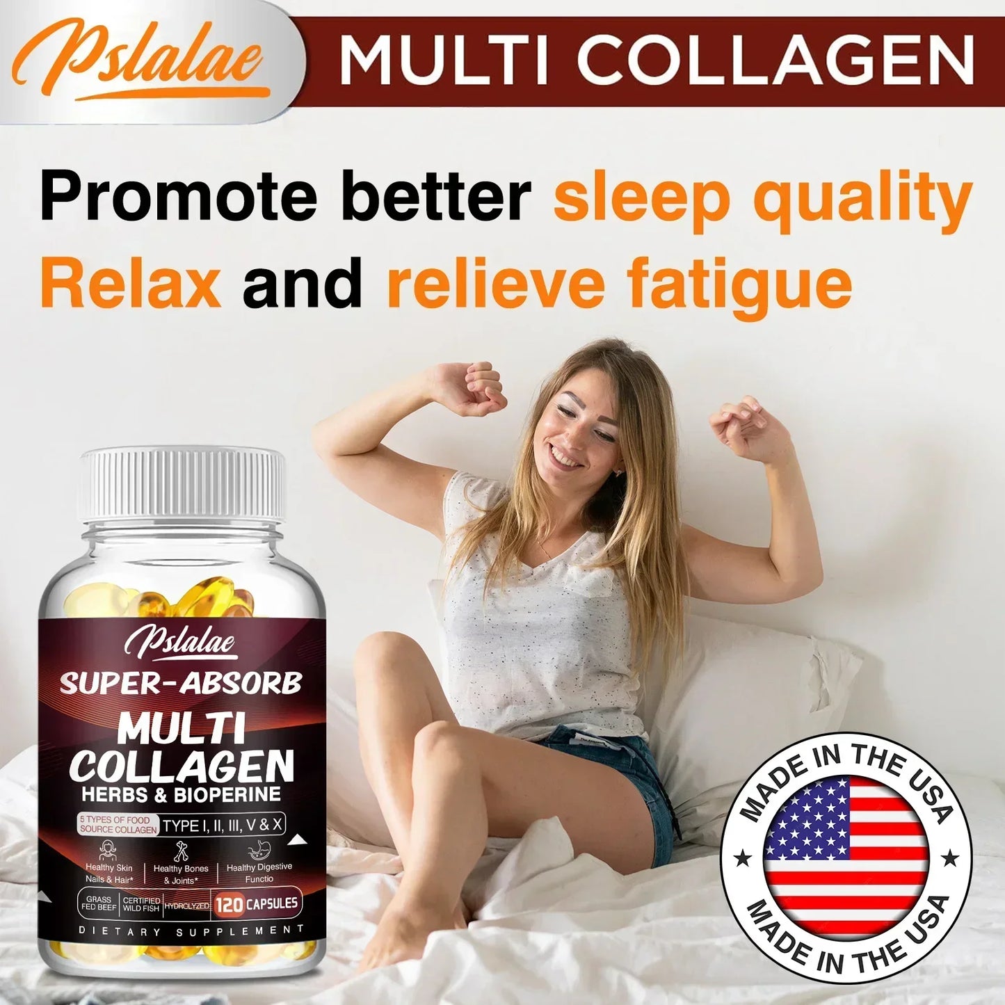 Multi Collagen Pills Organic Herbs and Piperine - Collagen Capsules with Herbs and Piperine (Type I II III V X)