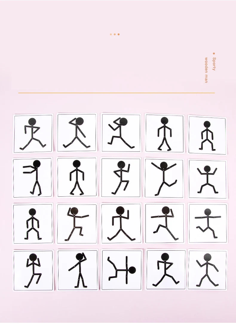 Kids Montessori Toys Wooden Early Learning Educational Puzzles Sporty Pose JigsawImprove Hands-on Skill Busy Board Gifts