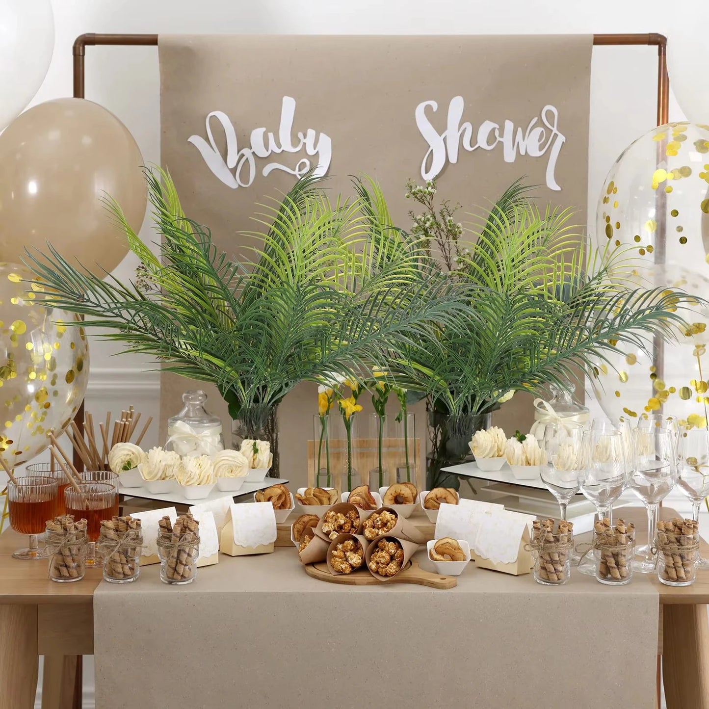 Artificial Palm Tree Plastic Plants Greenery Fake Faux for Home Indoor