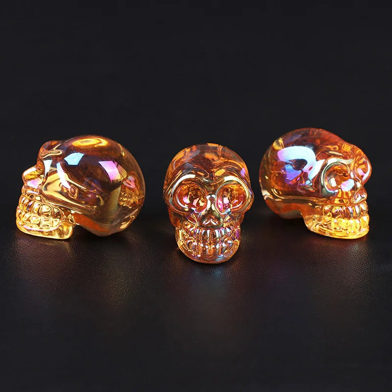 Crystal Skull Glass Carving Jewelry Quartz For Home Decoration Healing Crystals Skull Ornament Reiki Witchcraft Gifts Figurine