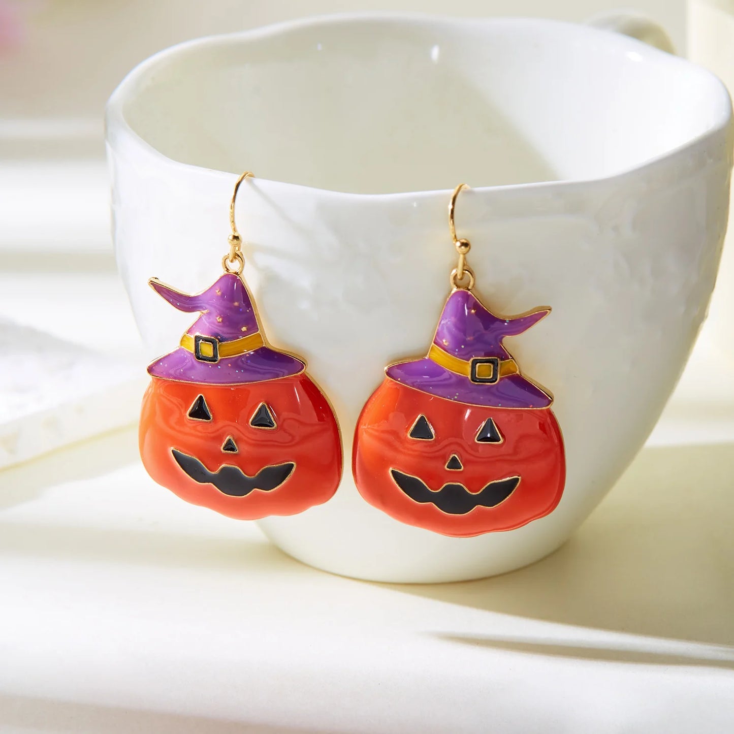 Cute Halloween Skull Bat Pumpkin Stud Earring for Women Jewelry Enamel Cat Star Moon Spider Ghost Dangle Piercing Party Ear Gift