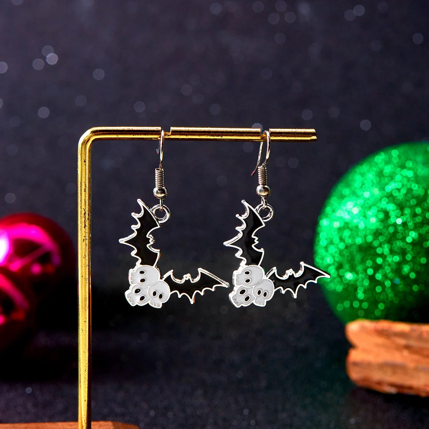 Cute Halloween Skull Bat Pumpkin Stud Earring for Women Jewelry Enamel Cat Star Moon Spider Ghost Dangle Piercing Party Ear Gift