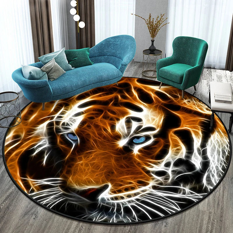 Tiger Round Rug Floor Mats Living Room Rugs Kids  Decor Gifts Restroom     Prayer  Area