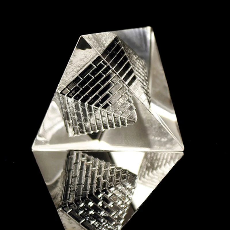 Energy Healing Hollow Crystal Glass Egypt Pyramid Fengshui Figurines Chakra Healing Miniature Home Decoration Accessories