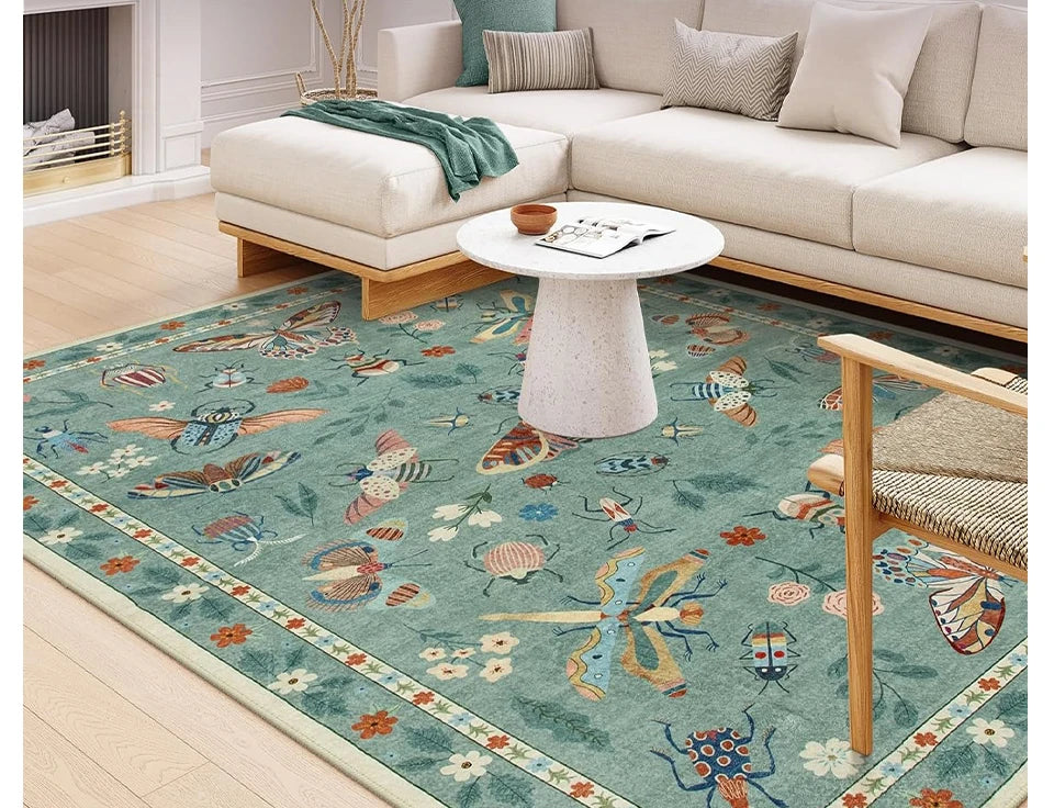 Rug for Living Room Carpet Large Size Bedroom Bedside Floor Mat Green Insect Carpets Tropical Rainforest Home Decoration Rugs