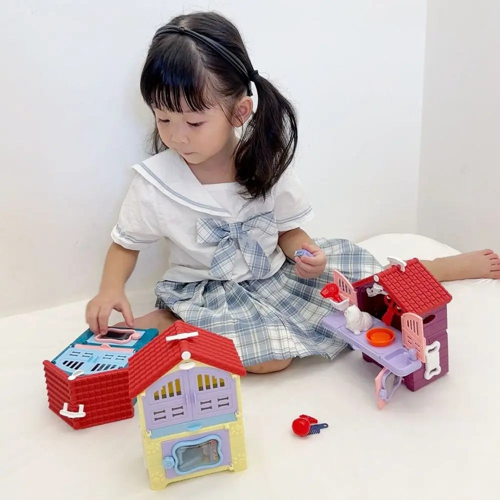 Children's Toys Puppy Cat Scene Playing Toys Merchant Supermarket Play House Toy Mini Interactive Pretend Toys Easter Day Gift