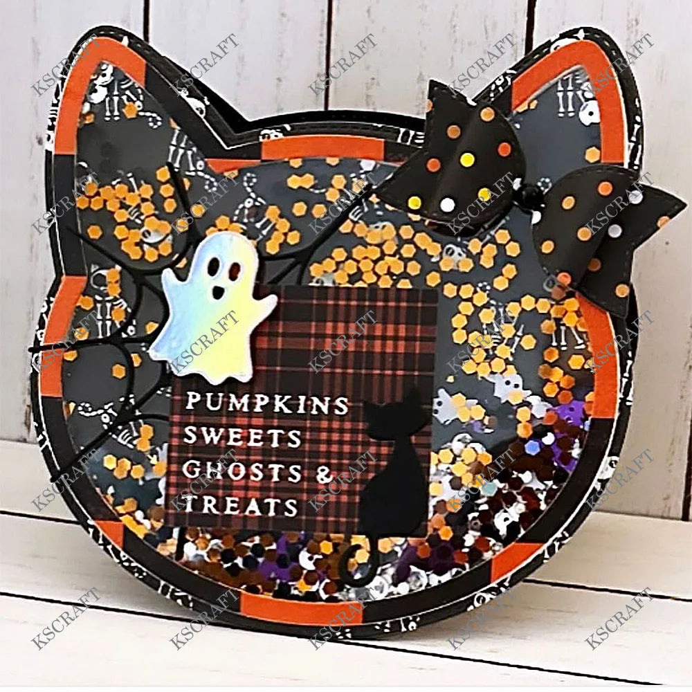 KSCRAFT Halloween Cat Mini Album Cutting Dies Stencils for DIY Scrapbooking Decorative Embossing DIY Paper Cards