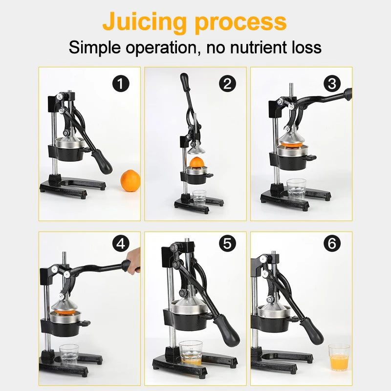 Cast Iron Citrus Juicer , Extra-Large Commercial Grade Manual Hand Press , Heavy Duty Countertop Squeezer for Fresh Orange Juice