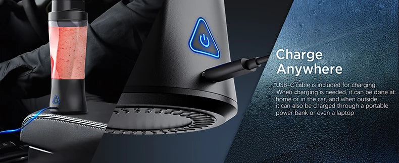 Portable Blender Cordless Self-Cleaning Mini Blender with Lid Silent Mini Travel Blender with Stainless Steel Blades USB Charge