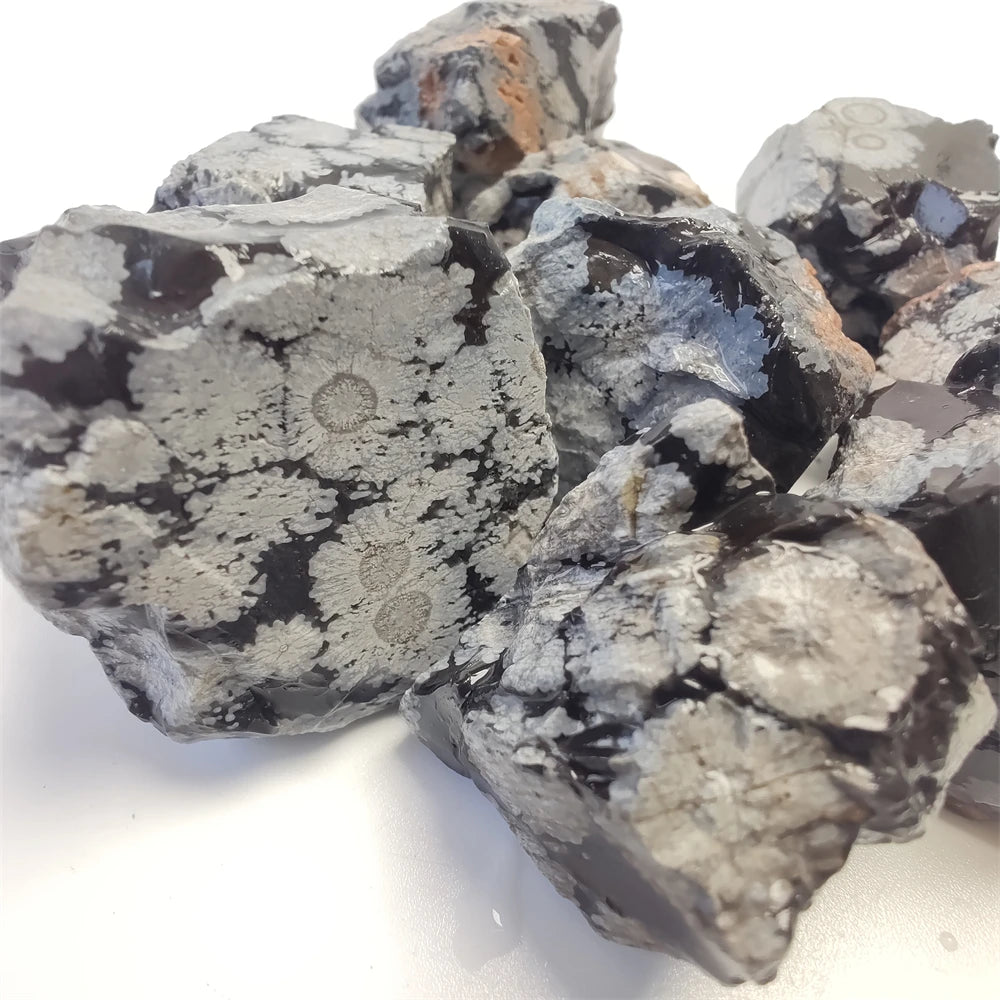 Natural Raw Snowflake Obsidian Material Stone Rough Crystal Healing Stone Reiki Healing Energy Healing Stone Home Decoration