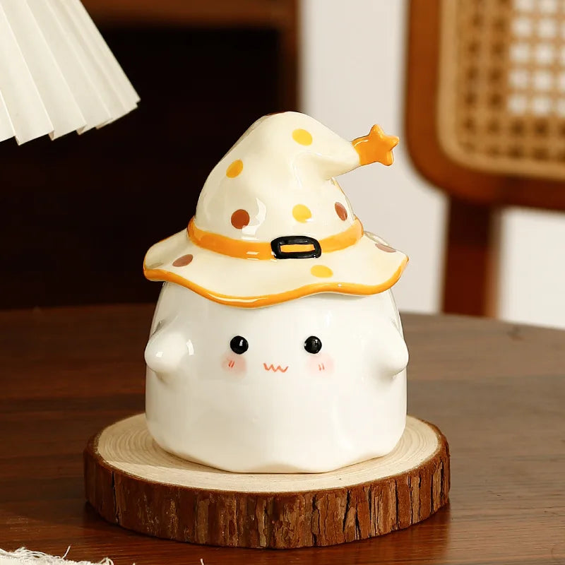 Funny Ghost Ceramic Mugs Coffee Cups with Lids Office Afternoon Tea Coffee Cup Halloween and Easter Gifts Friends