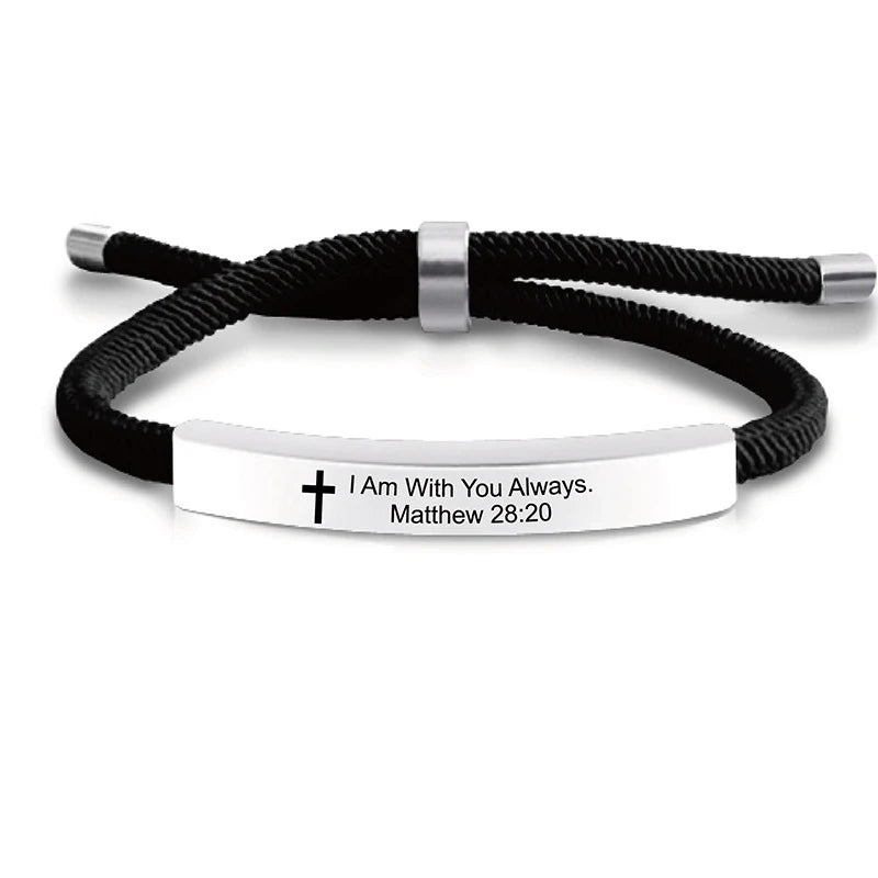 Cross Jesus Scripture Quote Bracelet Christian Bible Verse Stainless Steel Bracelets Silicone Wristband