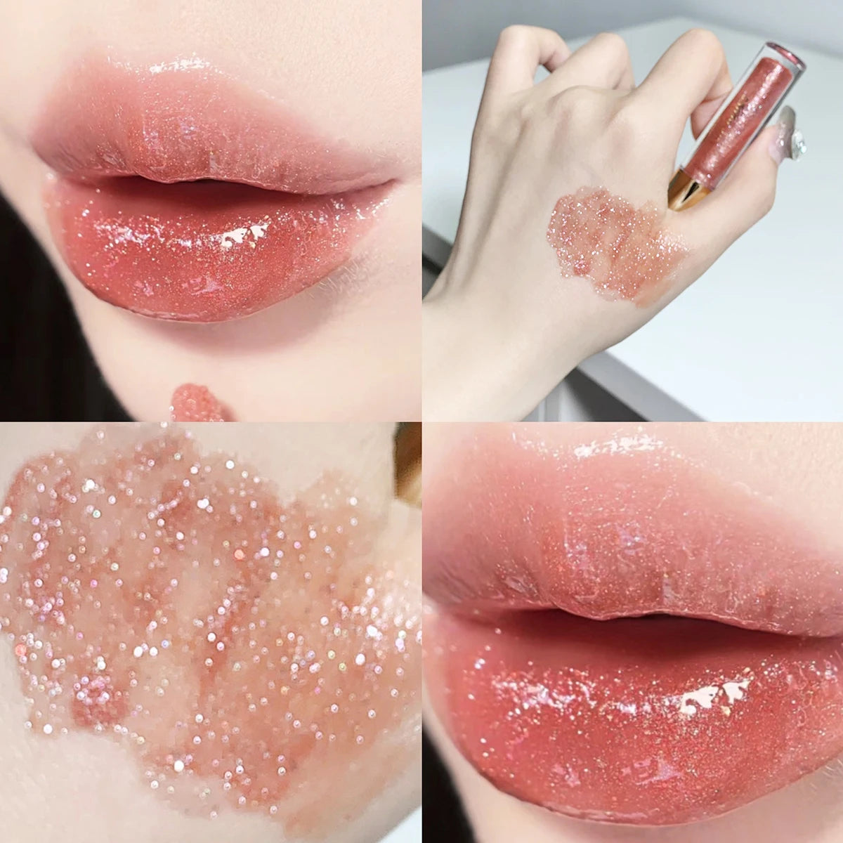 Moisturizing, plump and sparkling lip gloss, water-glossy mirror lip glaze, moisturizing and moisturizing lip oil for pouty lips