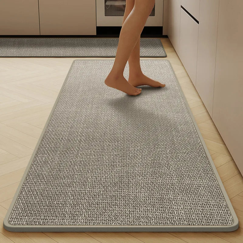 Grey Rugs for Kitchen Floor Mat Home Corridor Non-slip Carpet TPR Wear-resistant Antislip Foot Mats Bedroom Bedside Rug Alfombra