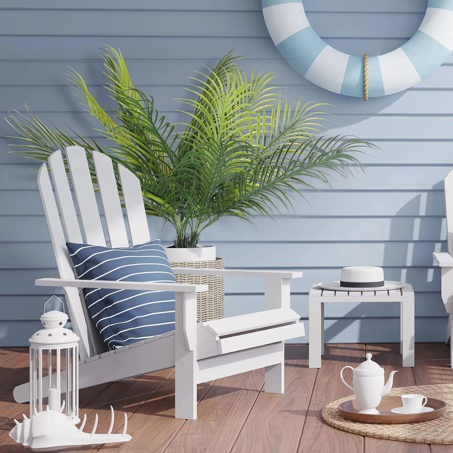 Artificial Palm Tree Plastic Plants Greenery Fake Faux for Home Indoor