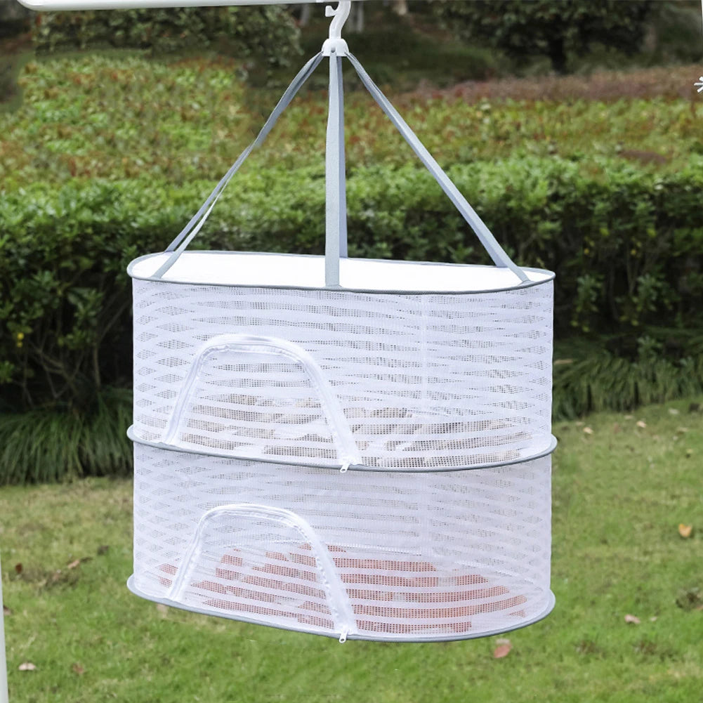 4 Layer Drying Net Herbs Removable Bra Drying Clothes Net Folding Anti-Fly Windproof Hook Drying for Fish/Vegetables/Fruit/Herbs