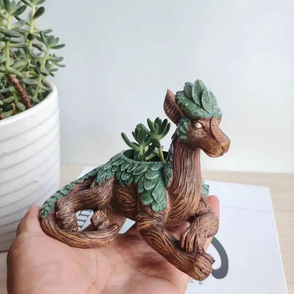 Creative Dragon Tree Planter, Succulent Planter, Garden Statue, Resin
