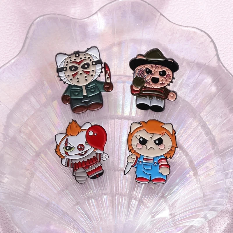 Halloween Horror Skull Enamel Pin Gothic Punk Grave Coffin Tomb Vampire Skeleton Brooches Lapel Badge Jewelry Gifts For Friends