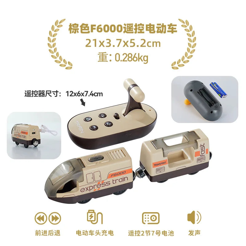 Toy Cars For Boys Remote Control Kids Electric Train Toy Set Compatible With Wooden Track Railway Children's Toys Gifts W01