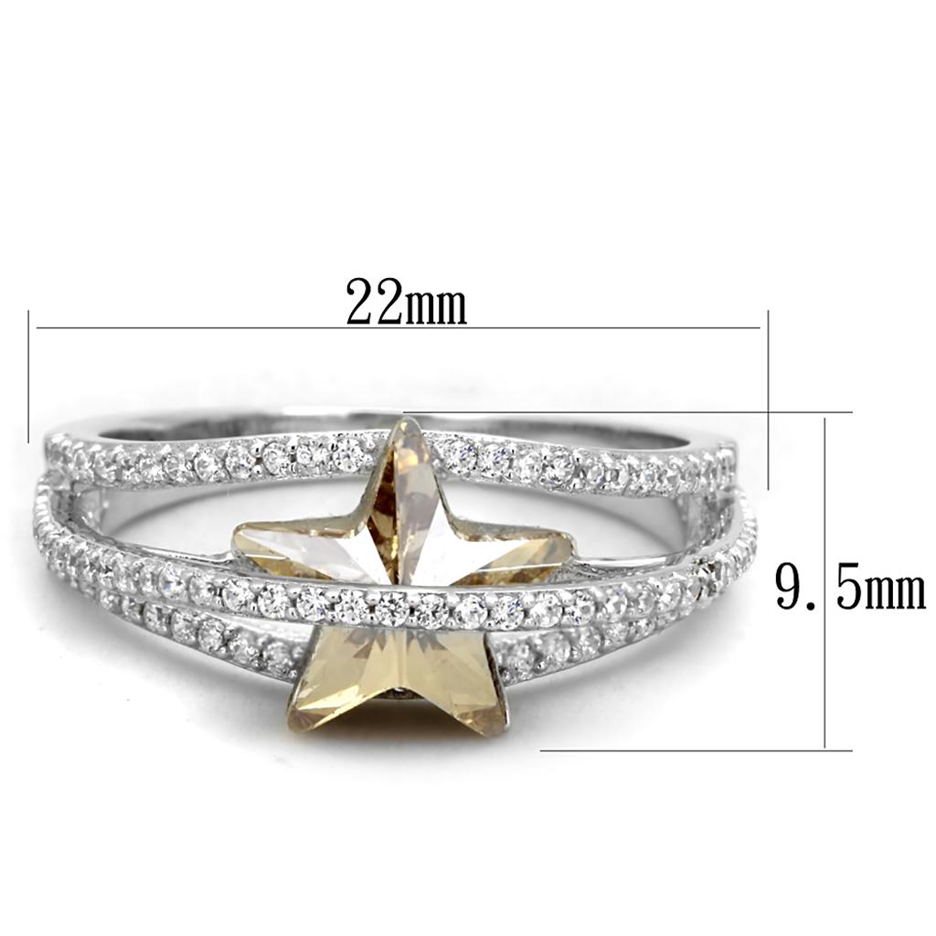Rhodium 925 Sterling Silver Ring with Top Grade Crystal