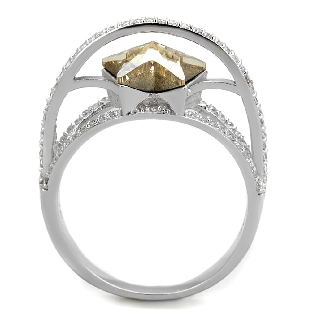 Rhodium 925 Sterling Silver Ring with Top Grade Crystal