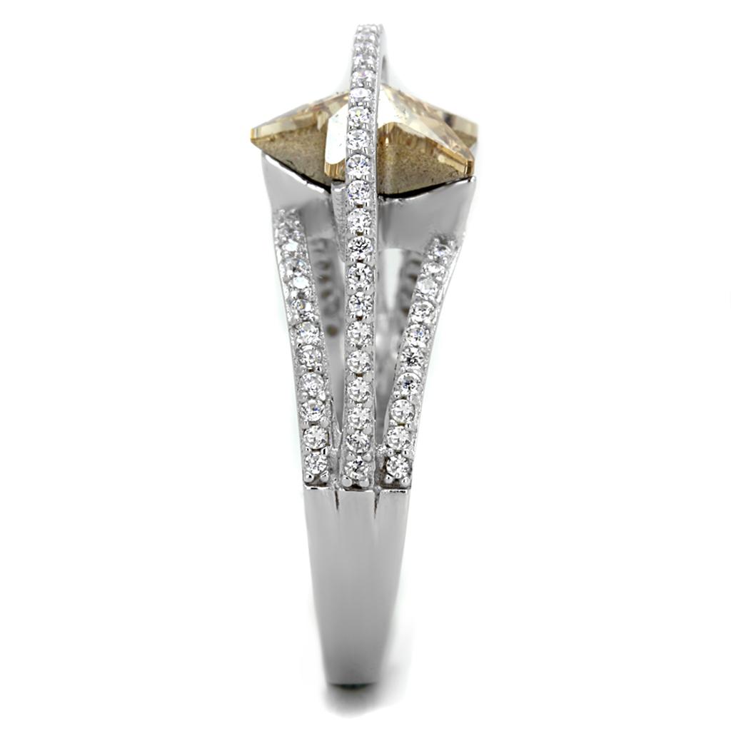 Rhodium 925 Sterling Silver Ring with Top Grade Crystal