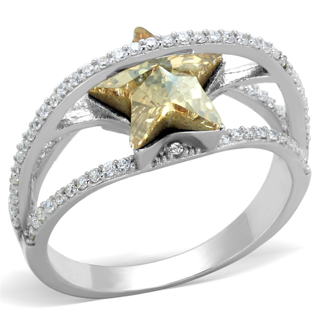 Rhodium 925 Sterling Silver Ring with Top Grade Crystal
