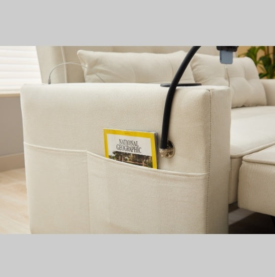 Futon Chair Bed Convertible Chair 3 In  1 Pull Out Sleeper Chair Beds With USB Ports,Wear  Resistant And Anti Scratch, Armchair Bed Sleeper For Living Room White