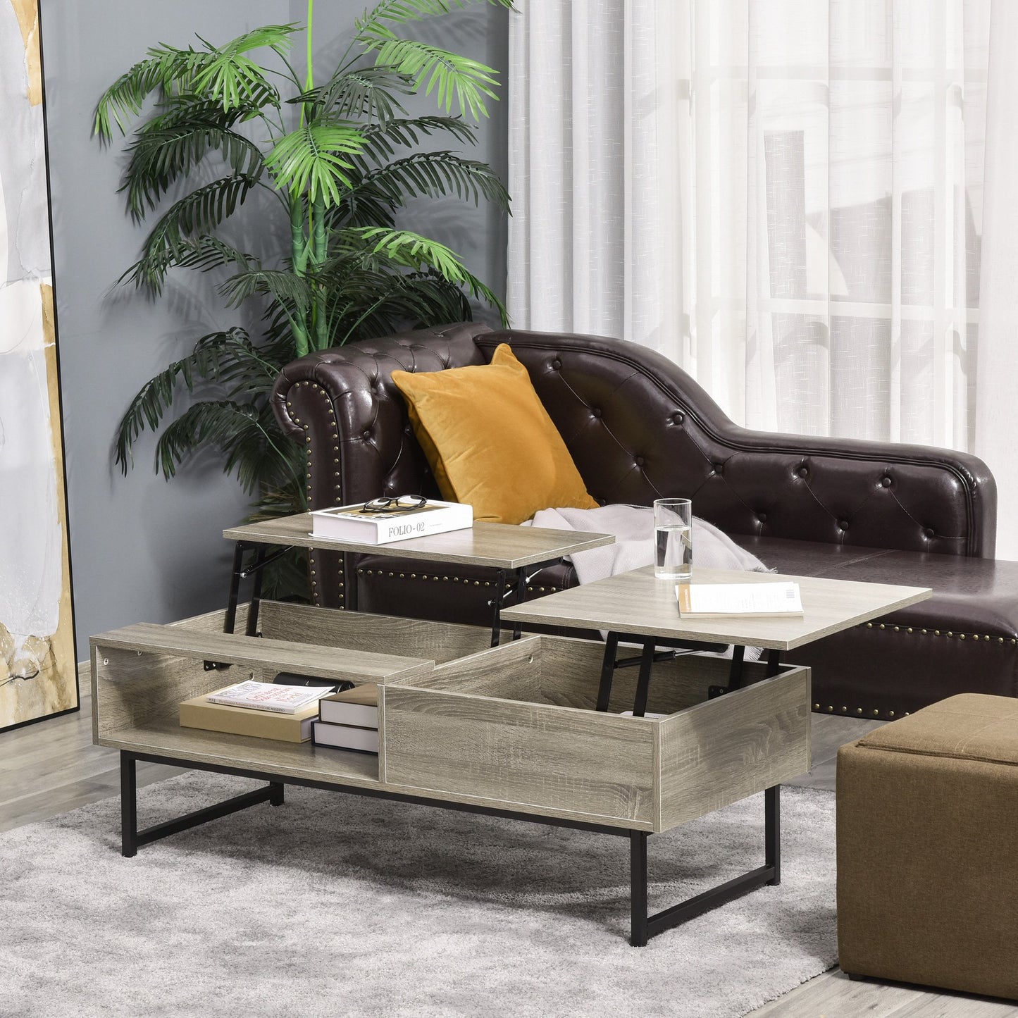 HOMCOM Modern Lift Top Coffee Table with Hidden Storage Compartment