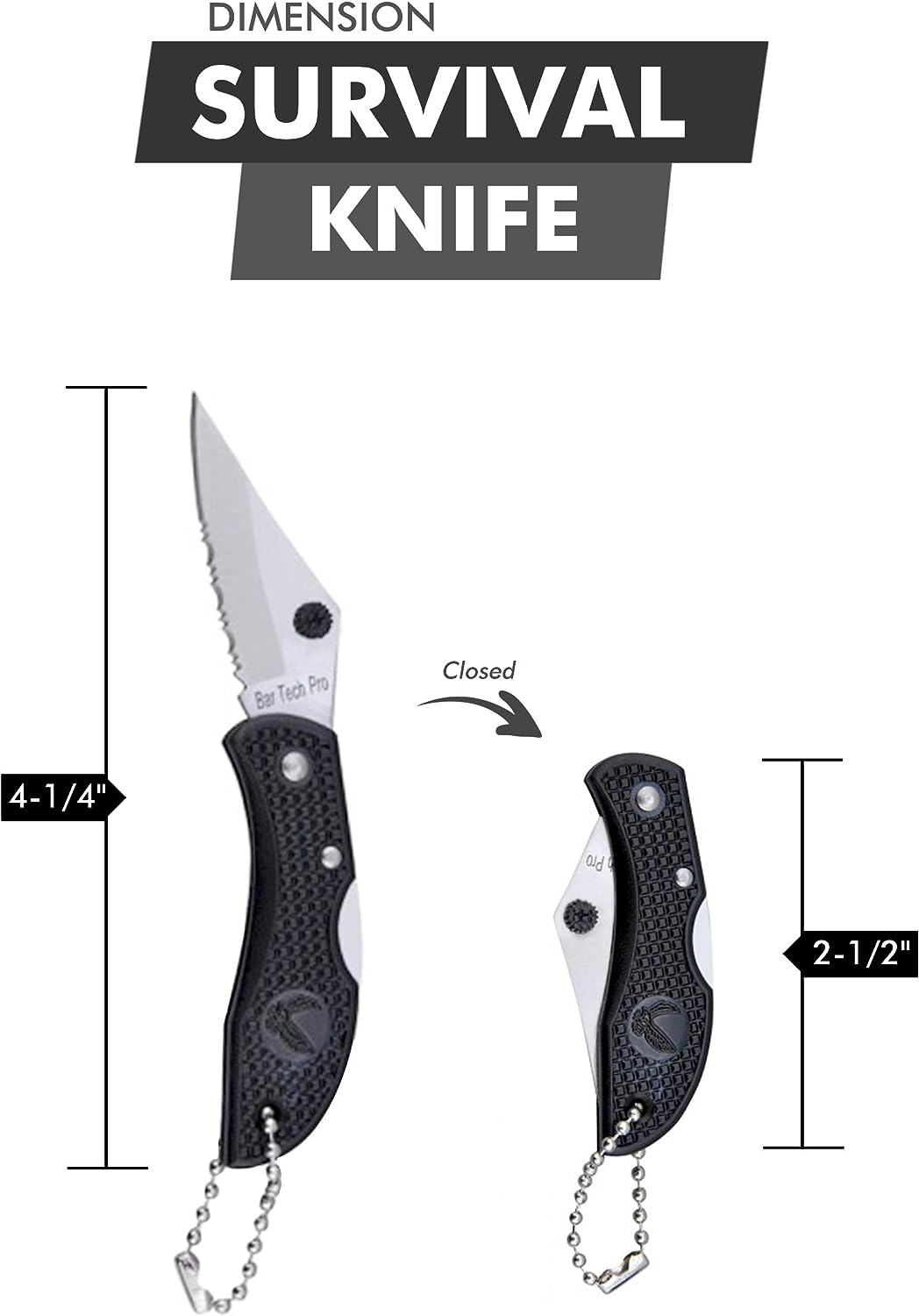 Set of 10 Keychain Knives - Stainless Steel Half-Serrated Blade