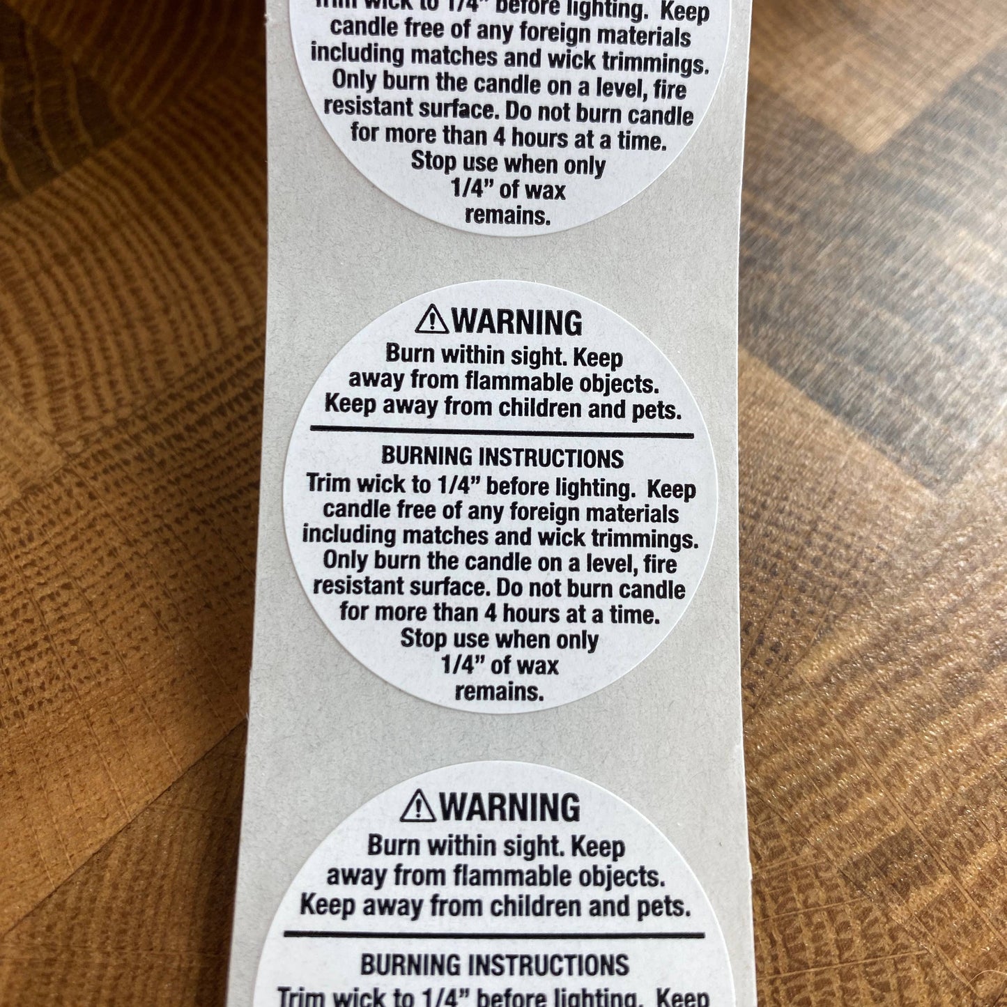 1.25" Candle Warning Label