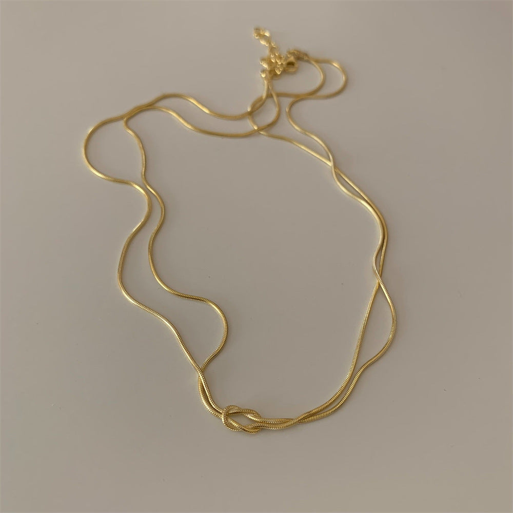 Stainless Steel Valentine's Day Knot Snake Chain Necklace Hand Knotted