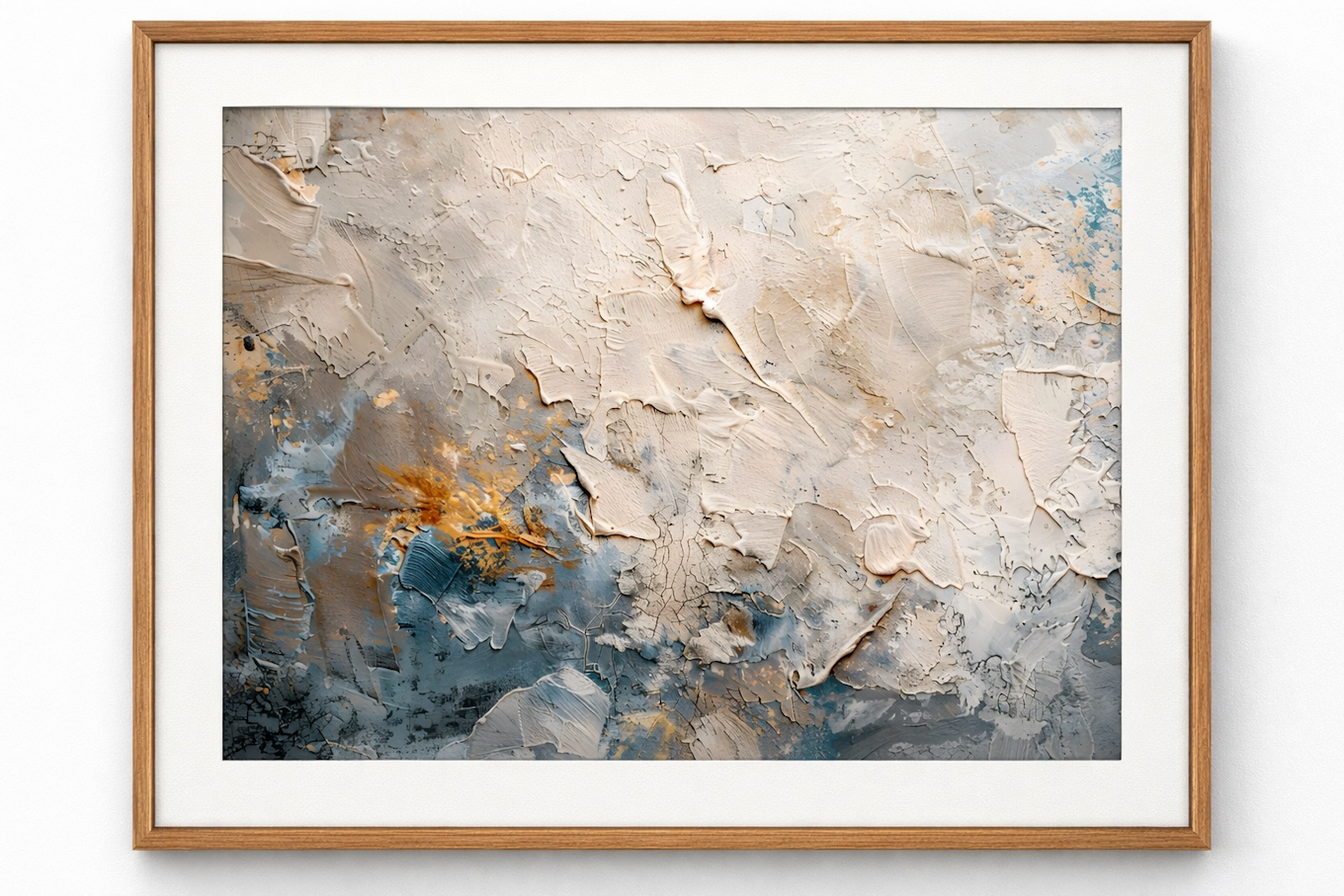 Colorful Abstract Impasto Wall Art in Wood Frame
