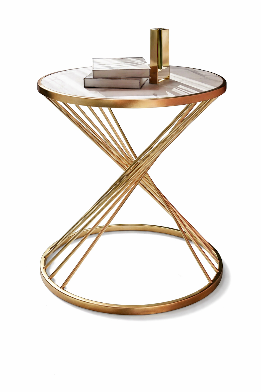 Gold Spiral Marble Side Table