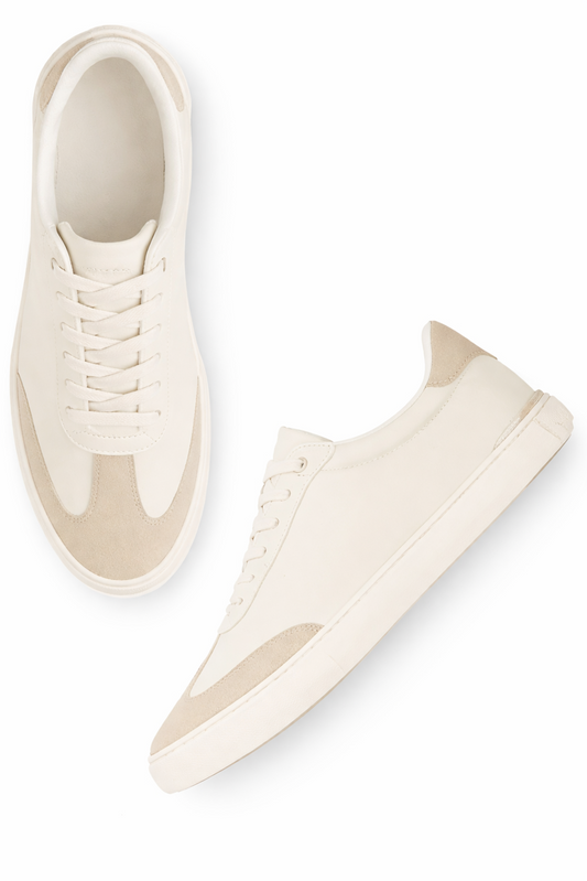 Minimalist Off-White Suede & Leather Sneakers