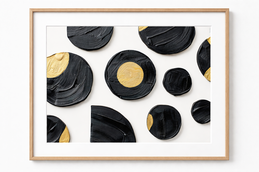 Modern Black & Gold Textured Abstract Wall Art