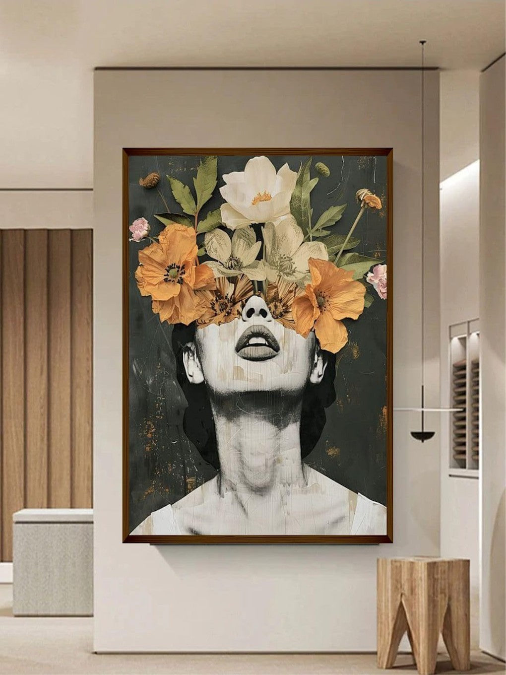 Abstract Woman Floral Canvas Wall Painting