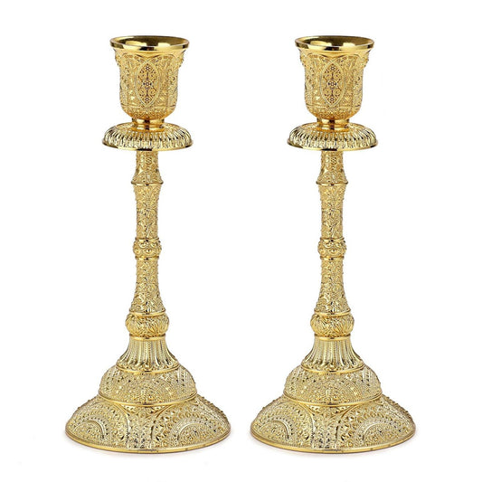 Vintage Brass Taper Candle Holder Set