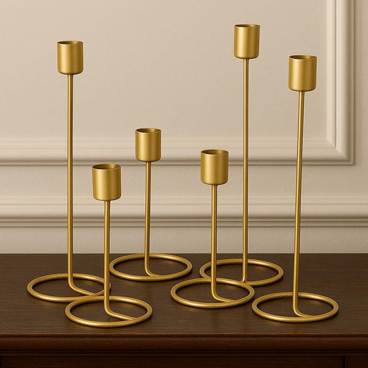 Gold Metal Tea Light Candle Holders Set of 6